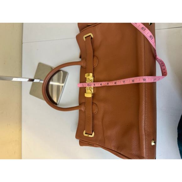 Onna Erhlich Bag Tan Cowhide Pebbled Leather Maya Satchel Tote Handbag - Picture 12 of 13